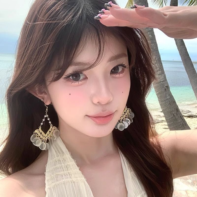 Alloy Chandelier Disc Earring Shell FashionChic
