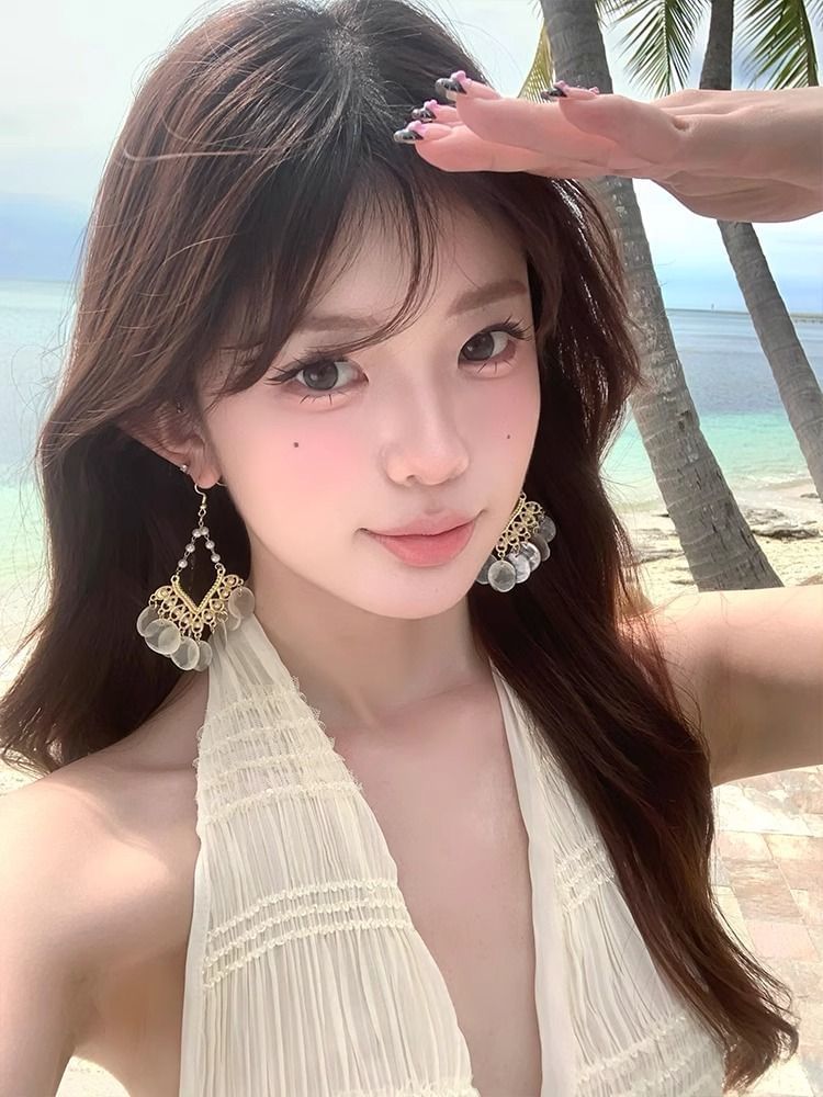 Alloy Chandelier Disc Earring Shell FashionChic