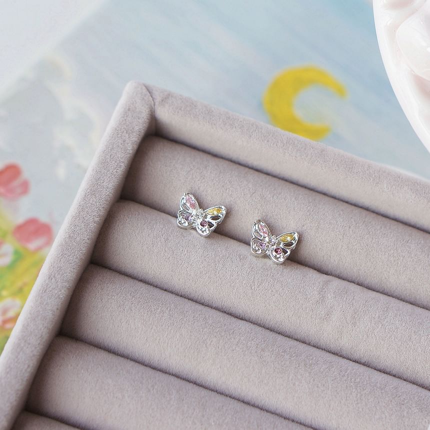 Butterfly Earring CZ Silver Stud Sterling 925 FashionChic