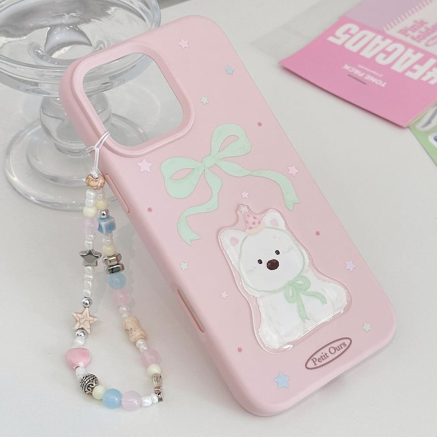 Case Dog Print Strap / Set Bead Phone FashionChic
