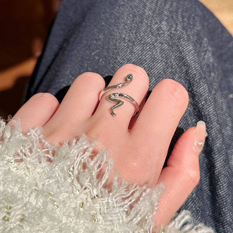Open Snake Rhinestone Ring FashionChic