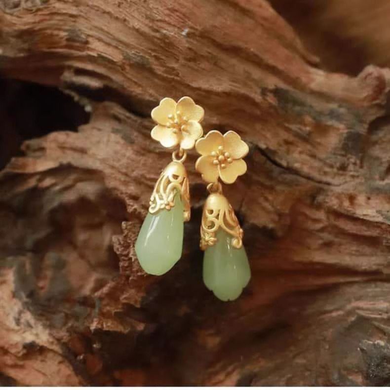 Faux Alloy Earring Drop Floral Gemstone FashionChic