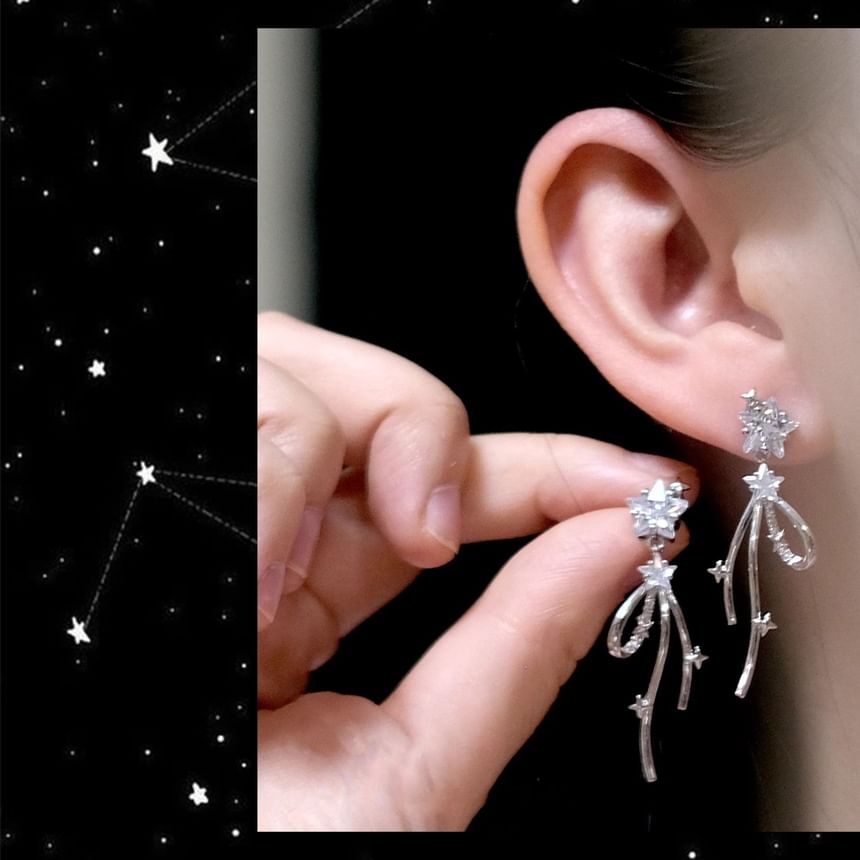 Drop Bow Rhinestone Alloy Earring Star FashionChic
