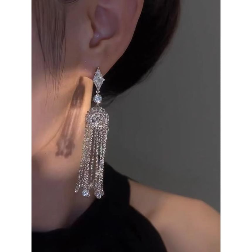 Earring Alloy Rhinestone Fringed FashionChic