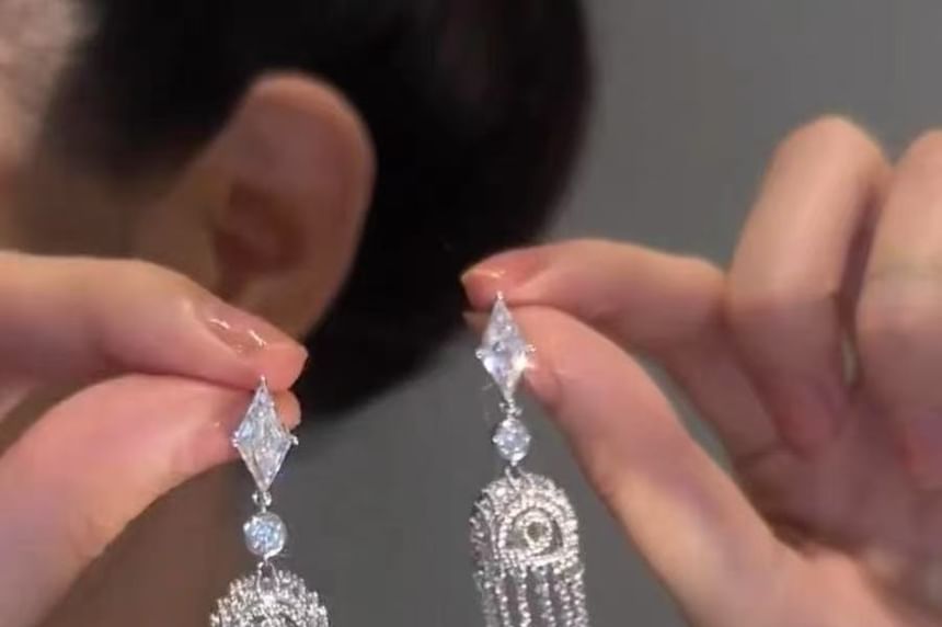 Earring Alloy Rhinestone Fringed FashionChic