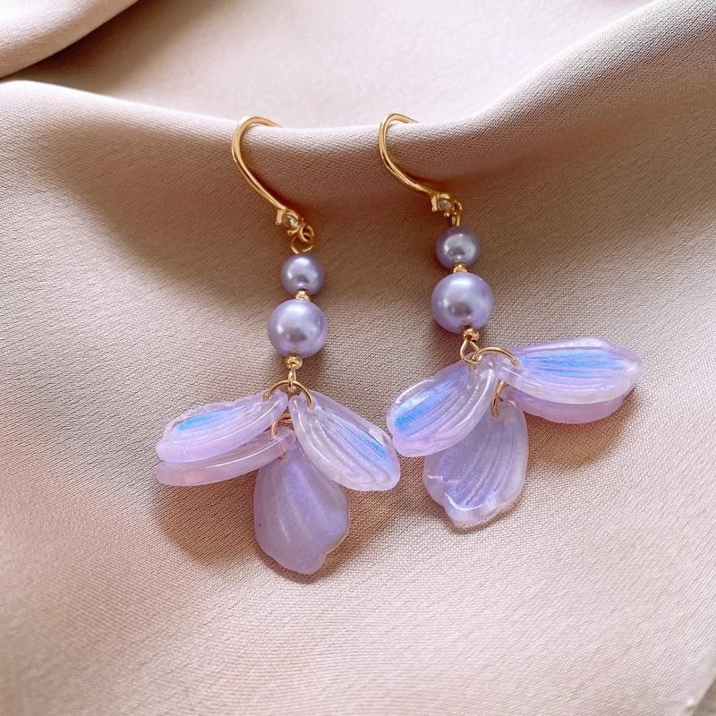 Earring Faux Dangle Pearl Alloy Petal FashionChic