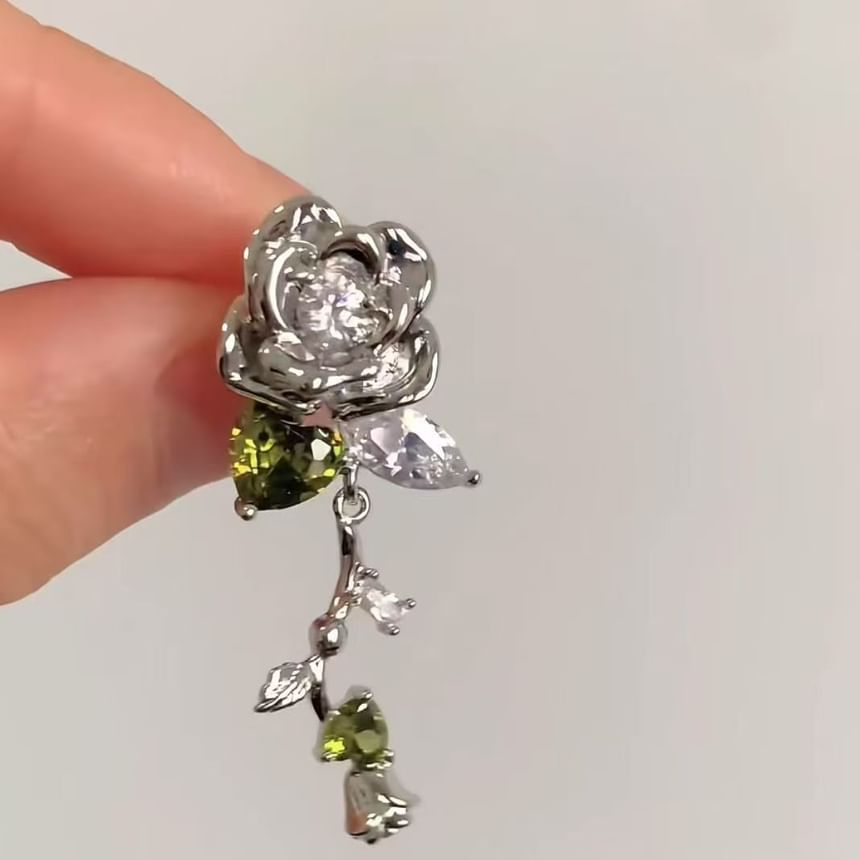 Alloy Floral Dangle Earring Rhinestone FashionChic