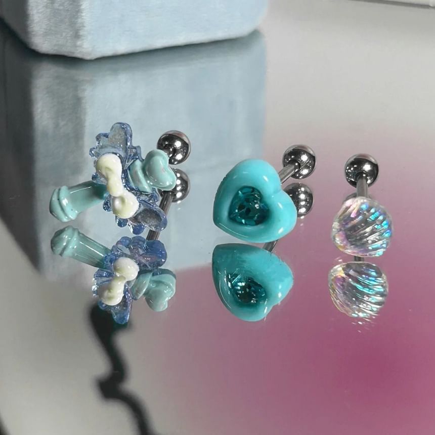 / Heart Wand Set 3: Earring Rhinestone Alloy Shell Stud of FashionChic