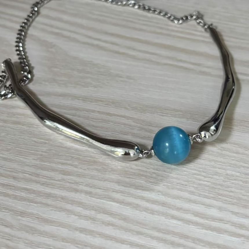 Alloy Eye Cat Bead Faux Stone Choker FashionChic