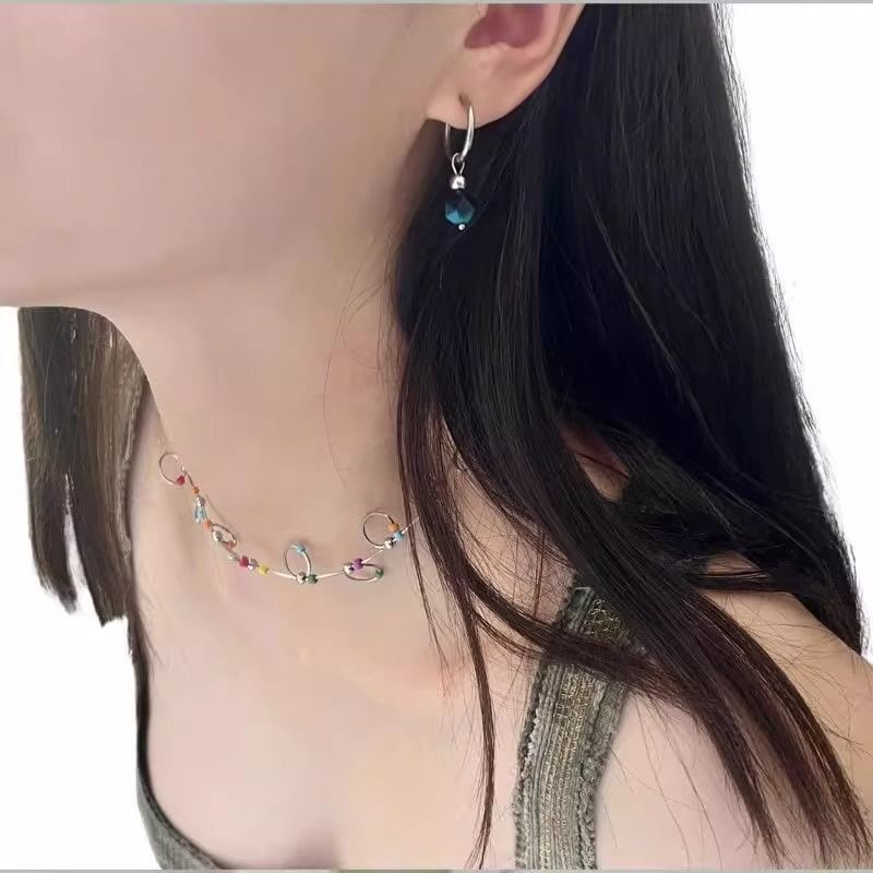 Faux Alloy Drop Gemstone Earring FashionChic