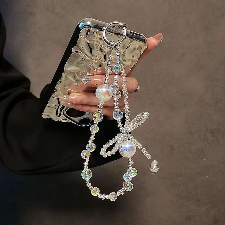 Beaded Phone Strap Crystal Bow Wrist Faux FashionChic