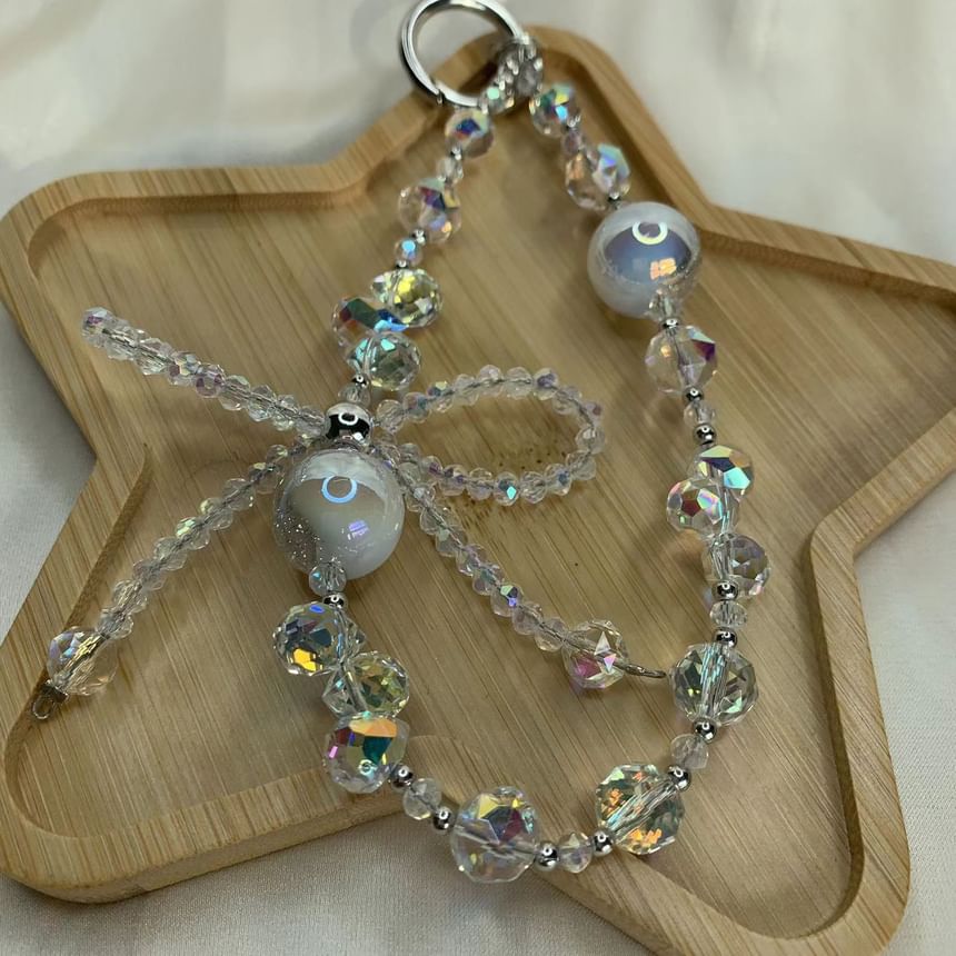 Beaded Phone Strap Crystal Bow Wrist Faux FashionChic