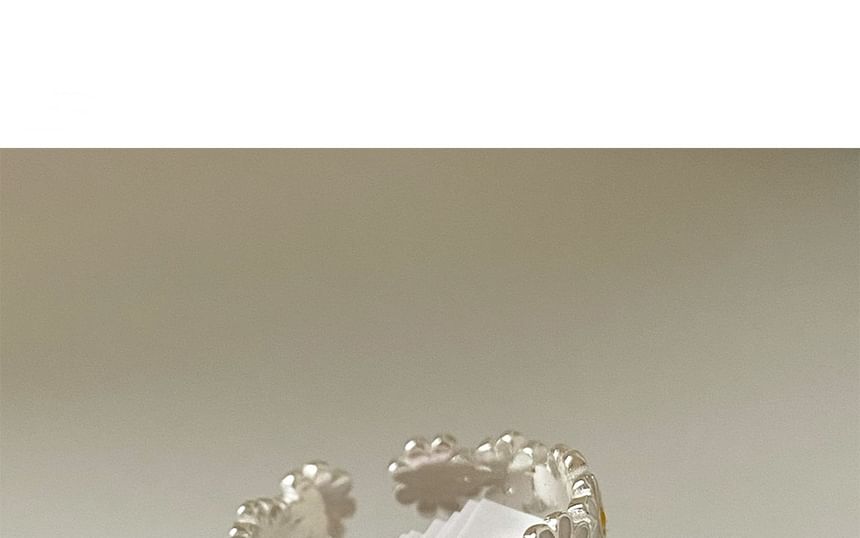 925 Silver Sterling Enamel Daisy Ring Open FashionChic