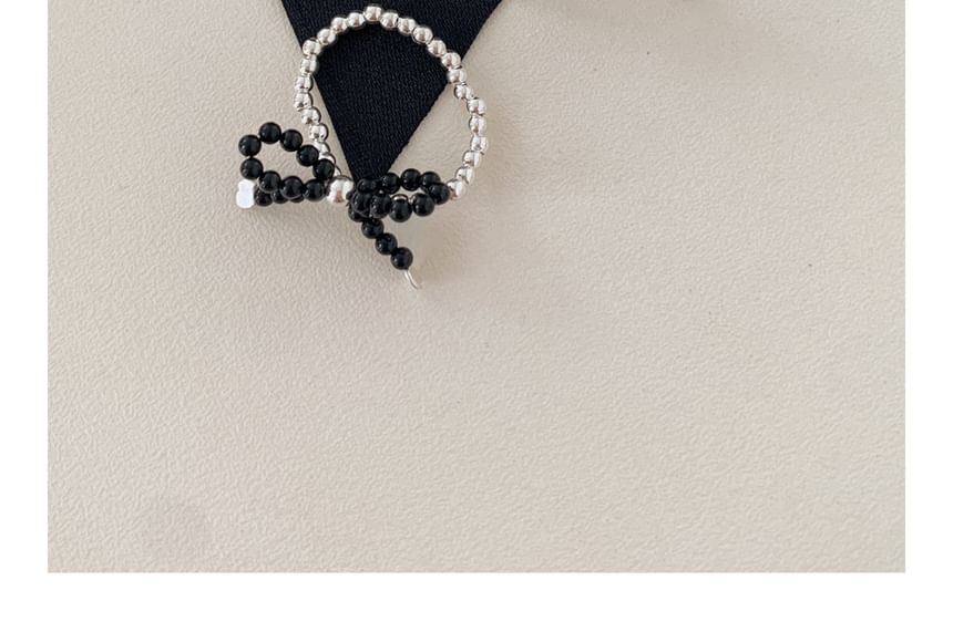 Ring Sterling Beaded 925 Bow Elastic Silver FashionChic
