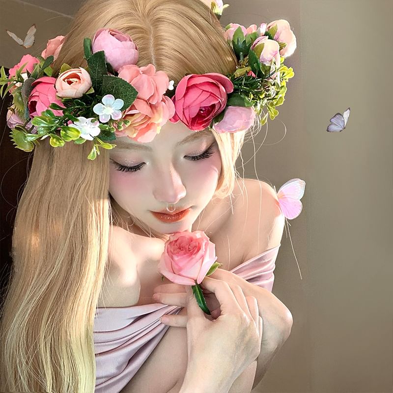 Headpiece Wreath Floral FashionChic