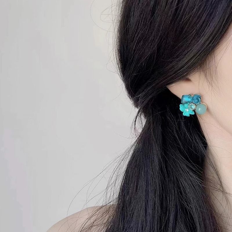 Floral Earring Rhinestone Statement Alloy FashionChic