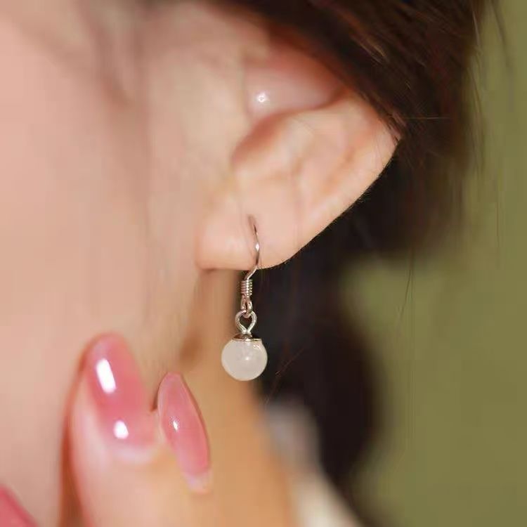 Cat Bead Earring Stone Faux Eye Dangle Alloy FashionChic
