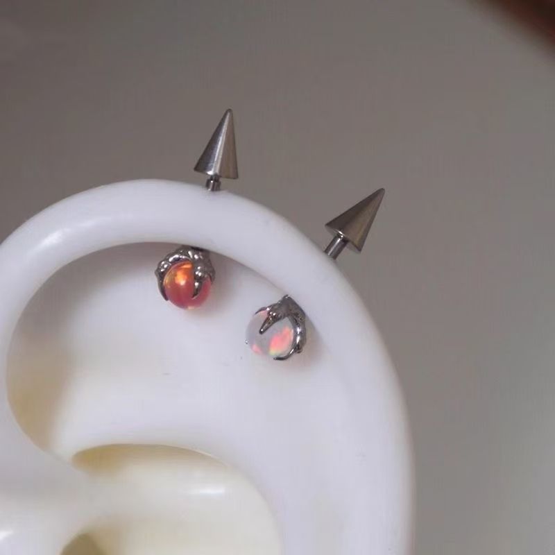 Faux Gemstone Earring Through Alloy Claw FashionChic