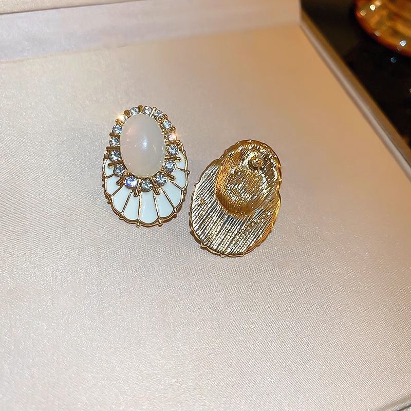 Rhinestone Statement Gemstone Faux Earring Glaze Alloy FashionChic