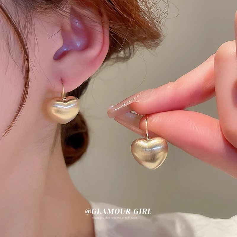 Brushed Alloy Drop Earring Heart FashionChic