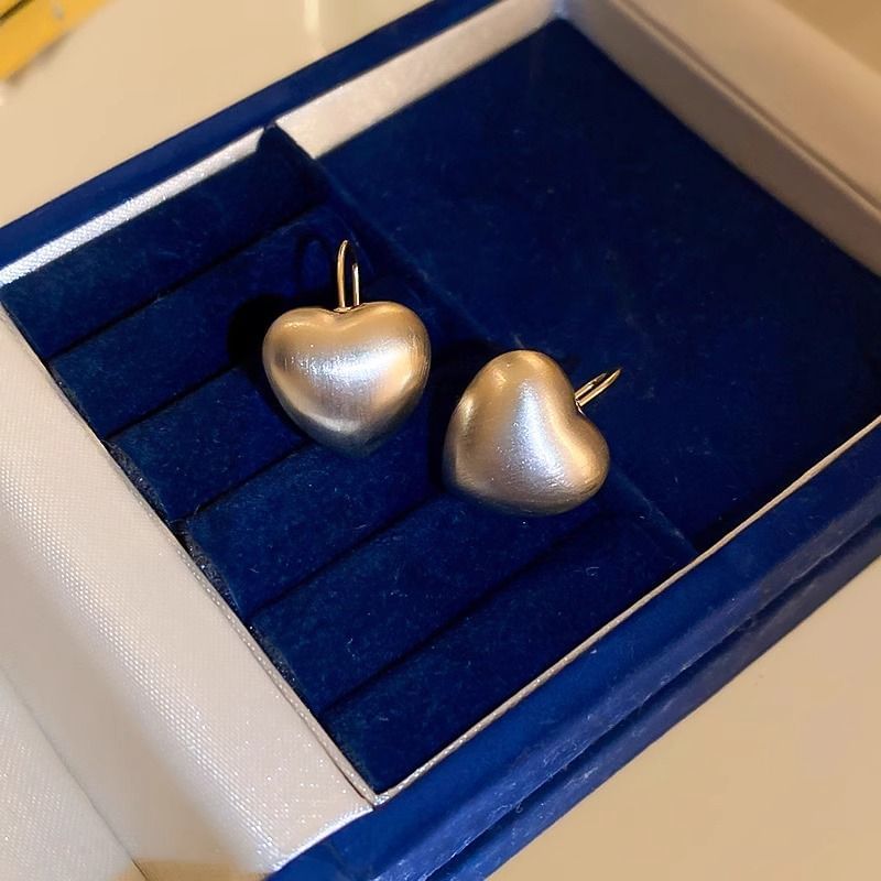 Brushed Alloy Drop Earring Heart FashionChic