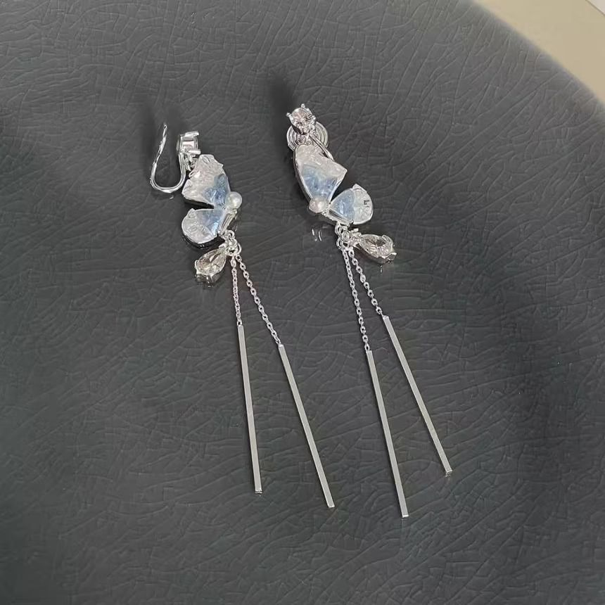 Butterfly Threader Earring Faux Crystal Alloy FashionChic