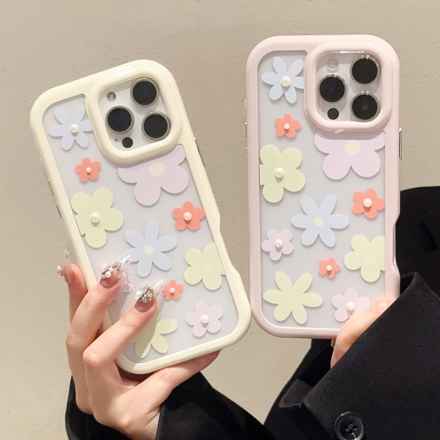 Sticker + Set: Case Faux Pearl iPhone Floral Print FashionChic