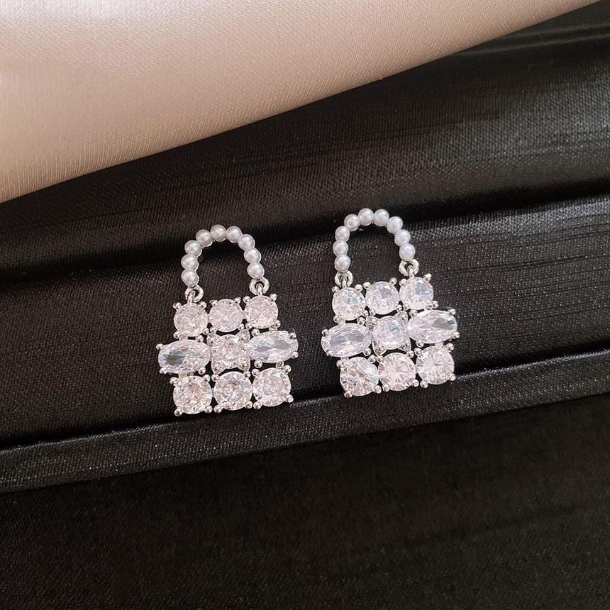Faux Drop Rhinestone Handbag Pearl Earring FashionChic
