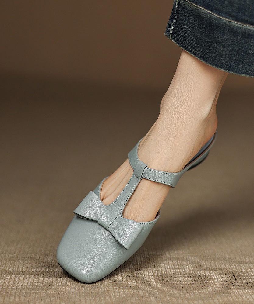 Light Sheepskin Out Sandals Hollow Slide Blue Splicing FashionChic