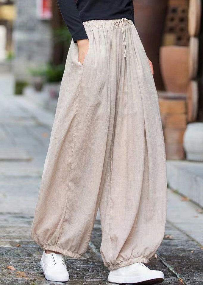 Linen Pockets Cotton Pants Elastic Waist Cinched Summer QK014 BB-LPTS241022