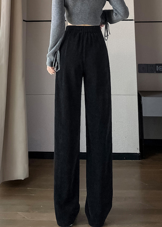 Loose Black Pockets Elastic Waist Corduroy Pants Spring RH038 ABC
