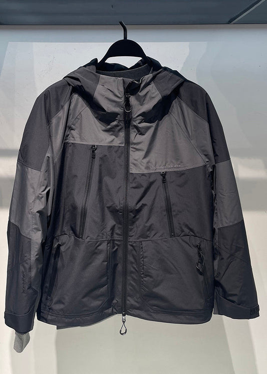 Black Patchwork Mens Hooded Coat Spring Loose Zippered Cotton FashionChic