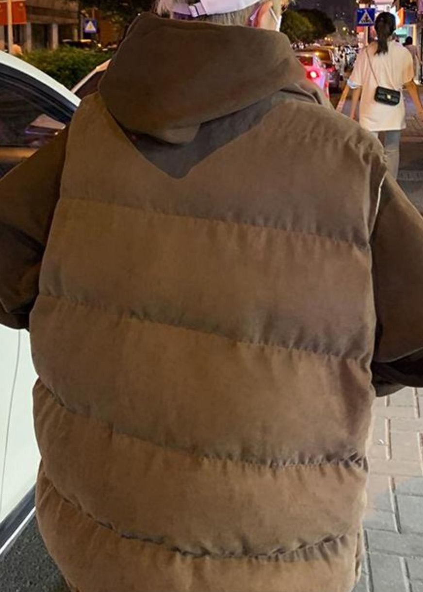 Loose Blue Zip Up Pockets Cotton Filled Mens Waistcoat Sleeveless EQ036 ABC