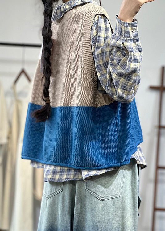 Loose Casual Apricot O Neck Knit Tank Sleeveless OO006 OM-CS240816