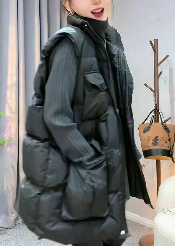 Loose Coffee Zip Up Pockets Cotton Filled Waistcoat Sleeveless YW015 ABC