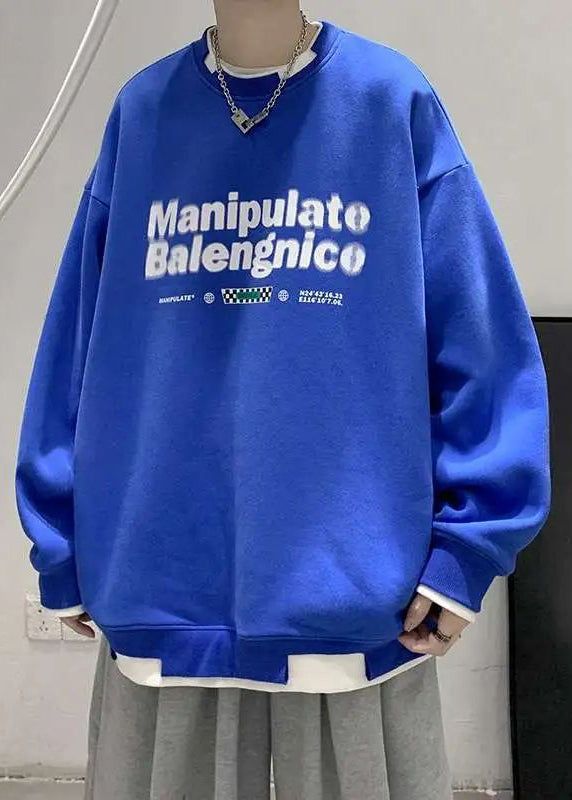 Two Sweatshirt Pieces False Cotton Neck Letter Green Loose Men O FashionChic