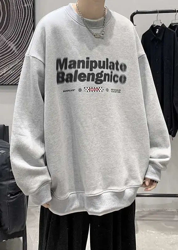 Two Sweatshirt Pieces False Cotton Neck Letter Green Loose Men O FashionChic