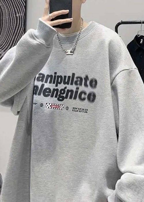 Two Sweatshirt Pieces False Cotton Neck Letter Green Loose Men O FashionChic