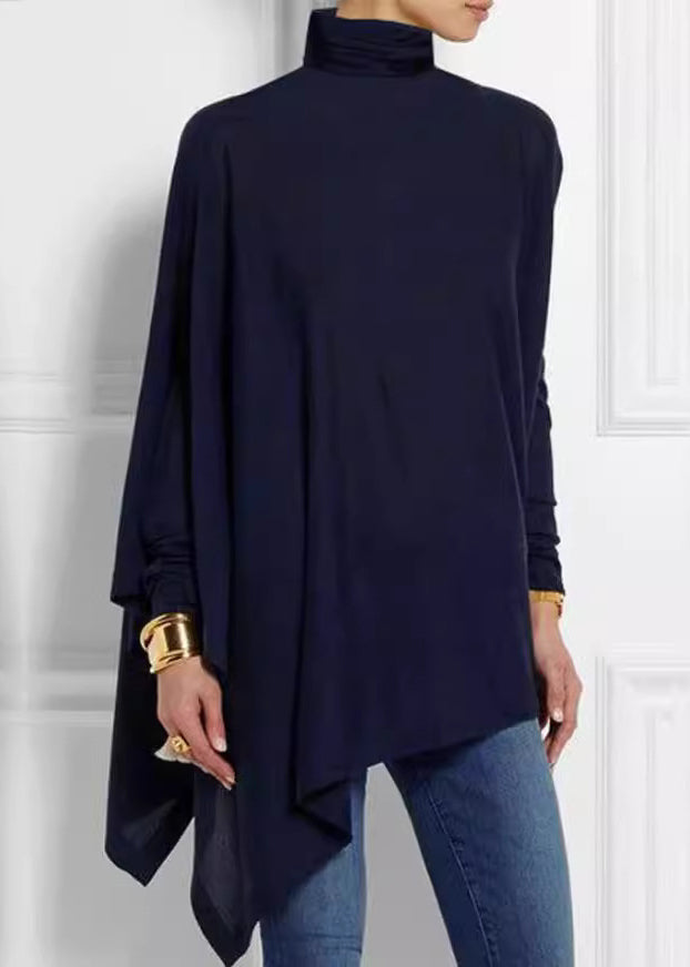 Asymmetrical Turtleneck Top Loose Spring Green FashionChic