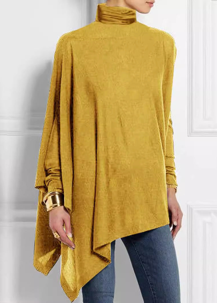 Asymmetrical Turtleneck Top Loose Spring Green FashionChic
