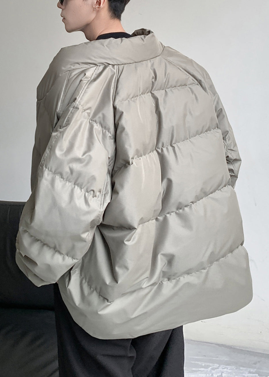 Loose Grey Stand Collar Solid Duck Down Men Coat Winter WL009 MENCW241123
