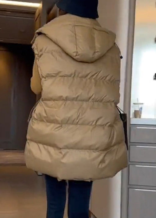 Loose Khaki Drawstring Pockets Cotton Filled Waistcoat Sleeveless YW014 ABC