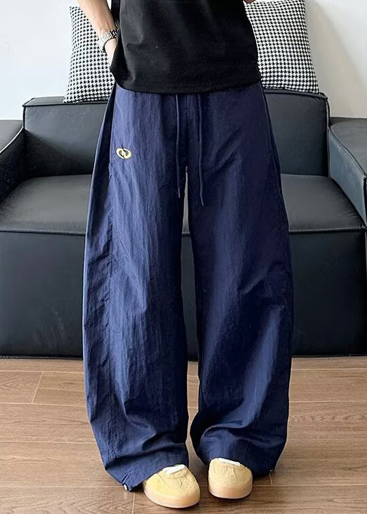 Elastic Pants Navy Loose Summer Solid Waist Cotton Men FashionChic