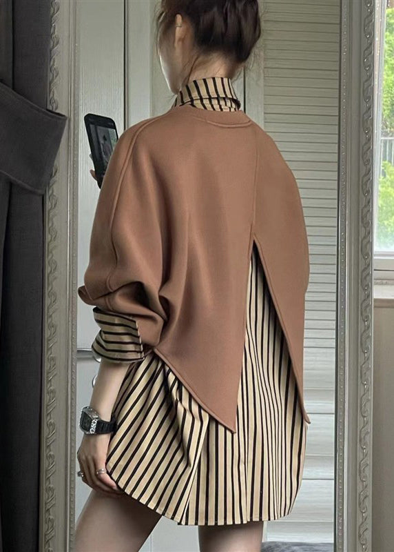 Striped Pan Peter Two Collar Loose Sweatshirt Pieces Shirts And FashionChic
