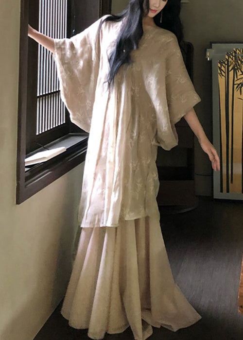 Robe Loose Neck V Sleeve Cotton Batwing Tulle Patchwork Dresses FashionChic