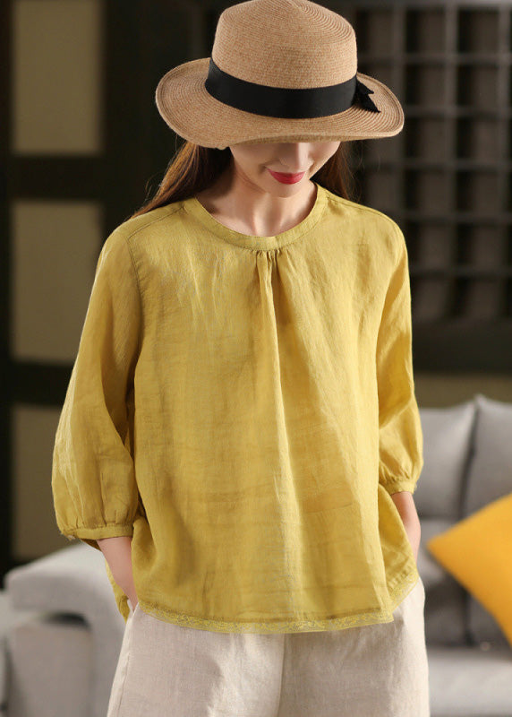 Summer Neck Tops Patchwork Shirt Loose O Lace White Linen FashionChic