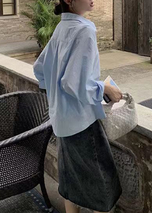 Loose White Peter Pan Collar Button Patchwork Cotton Blouse Spring MZF-LTP250315