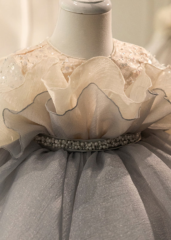 Lovely Sequins Dress Tulle Spring Grey Long Patchwork Girls FashionChic