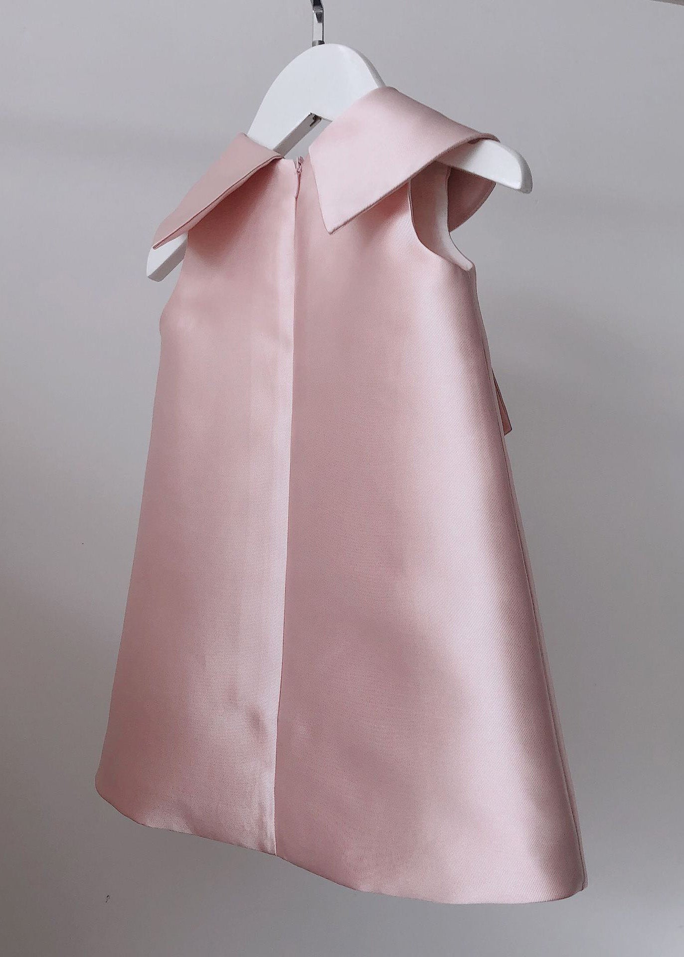 Lovely Pink Peter Pan Collar Bow Pearl Zircon Kids Maxi Dress Sleeveless YS032 ABC
