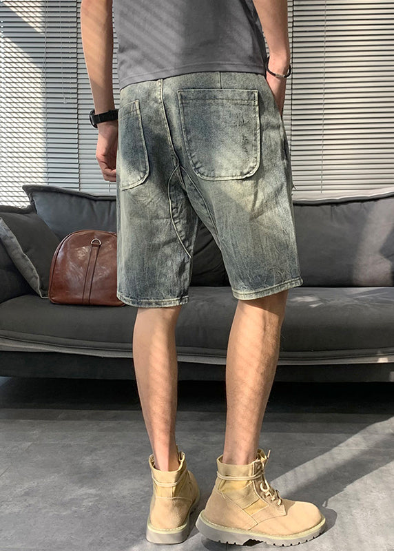 Modern Blue Hole Pockets Denim Mens Shorts Summer YL016 ABC